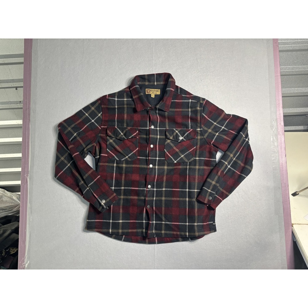 BC Clothing Co. Heritage Men's Plaid Shirt Jacket L Red/Gray Snap Front